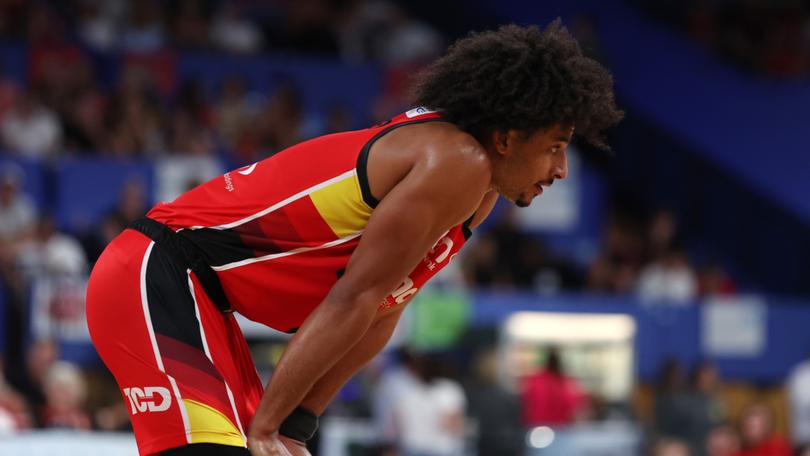 Tai Webster of the Wildcats looks on during game three of the NBL semifinal series between Perth Wildcats and Tasmania Jackjumpers.