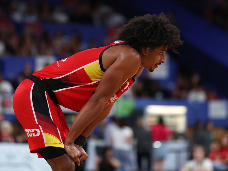 Tai Webster of the Wildcats looks on during game three of the NBL semifinal series between Perth Wildcats and Tasmania Jackjumpers.