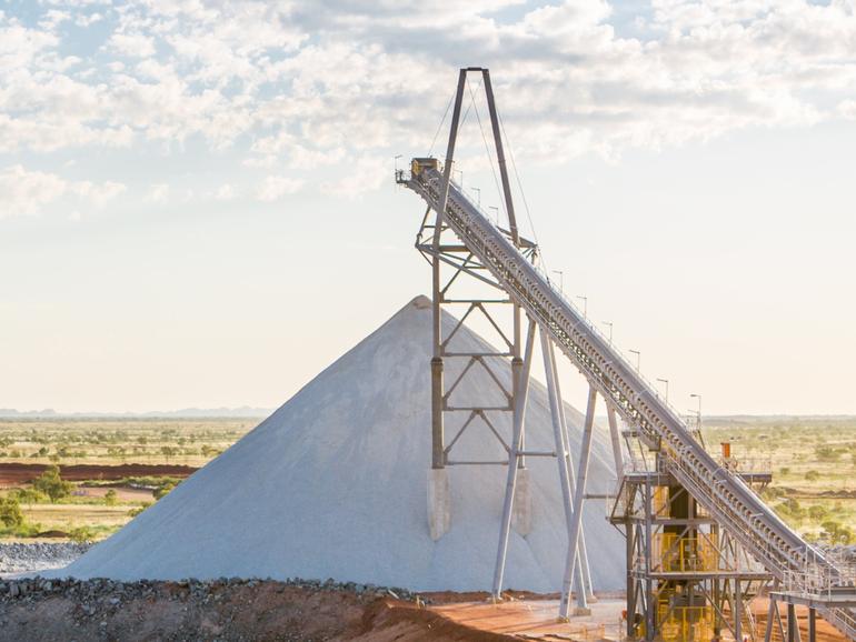 A stockpile of spodumene at Pilbara's Pilgangoora operation in the Pilbara.