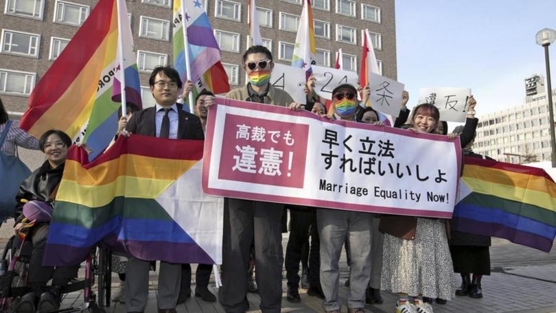 A high court's ruling is a partial win for supporters of same-sex marriage in Japan. (AP PHOTO)