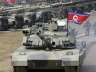 Kim Jong-un drove a new type of tank as the US and South Korea wrapped up military exercises. (AP PHOTO)