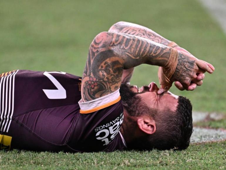 Brisbane captain Adam Reynolds reinjured his right knee in the win over South Sydney. 