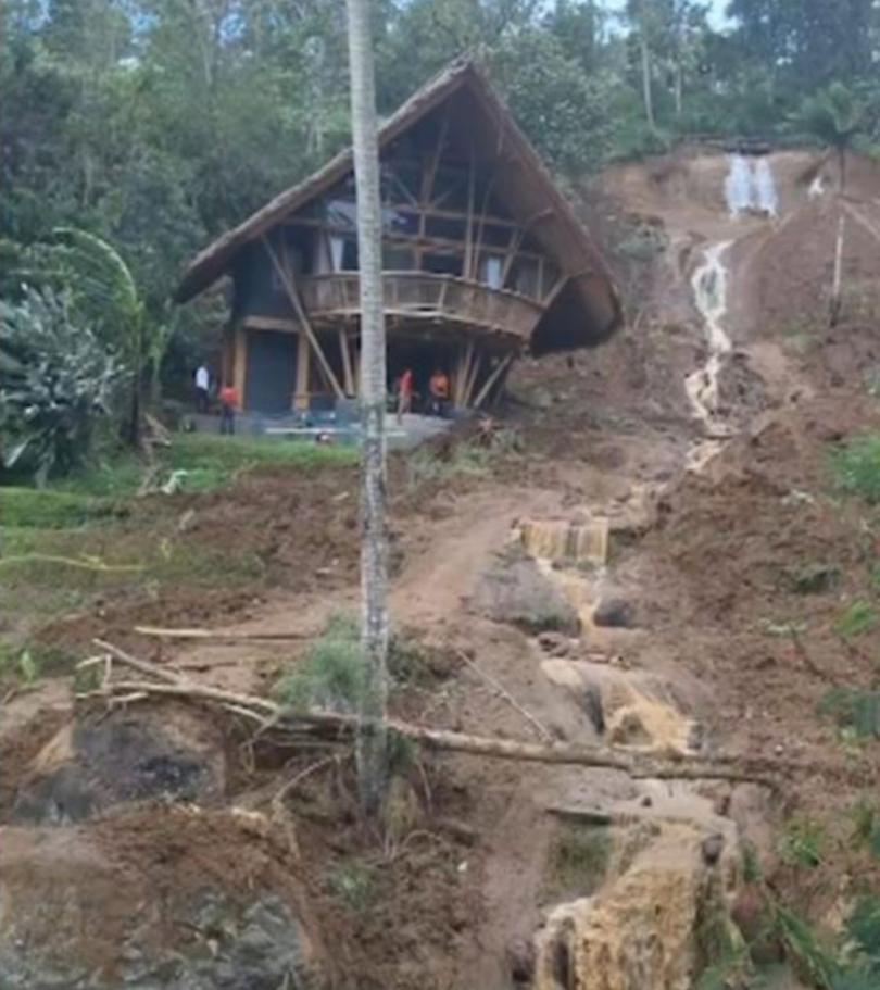 Disaster struck about 4am when heavy rain caused a 30m landslide. 