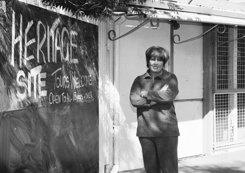 Kal-Brothel: Mary-Anne Kenworthy outside 181 Hay Street, Kalgoorlie, the centre of a row with the city council. 
