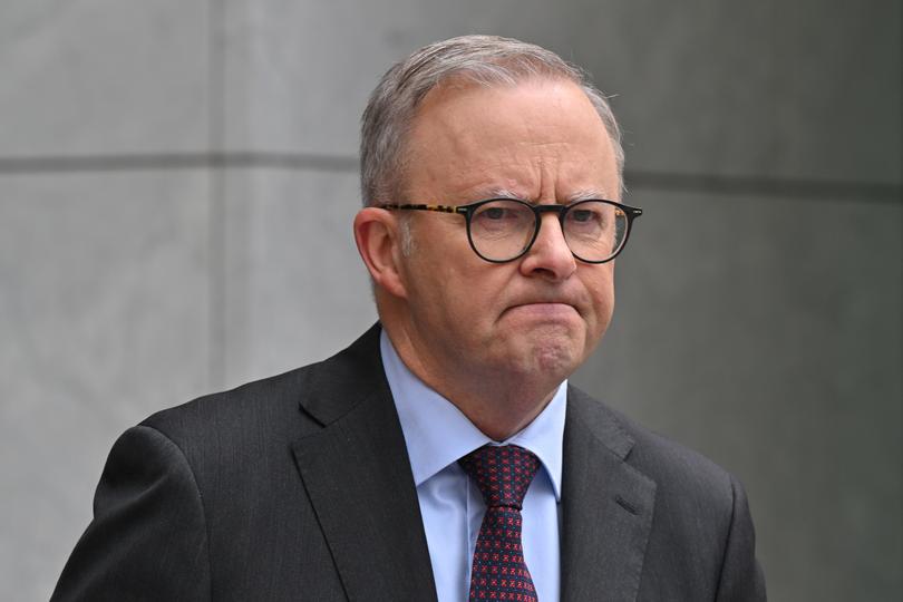 Prime Minister Anthony Albanese at a press conference at Parliament House in Canberra, Wednesday, January 24, 2024. Former News Corp chief executive Kim Williams has been announced to replace Ita Buttrose at the ABC. (AAP Image/Mick Tsikas) NO ARCHIVING