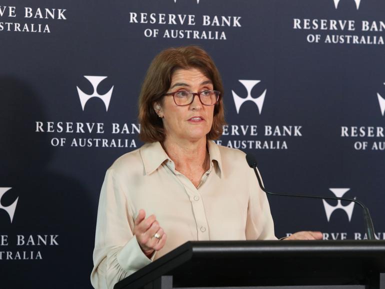 Michele Bullock, governor of the Reserve Bank of Australia (RBA), during a news conference in Sydney, Australia, on Tuesday, March 19, 2024. Australias central bank abandoned its mildly hawkish stance after keeping interest rates at a 12-year high, suggesting growing confidence that policy is gaining traction and restraining inflation. Photographer: Lisa Maree Williams/Bloomberg