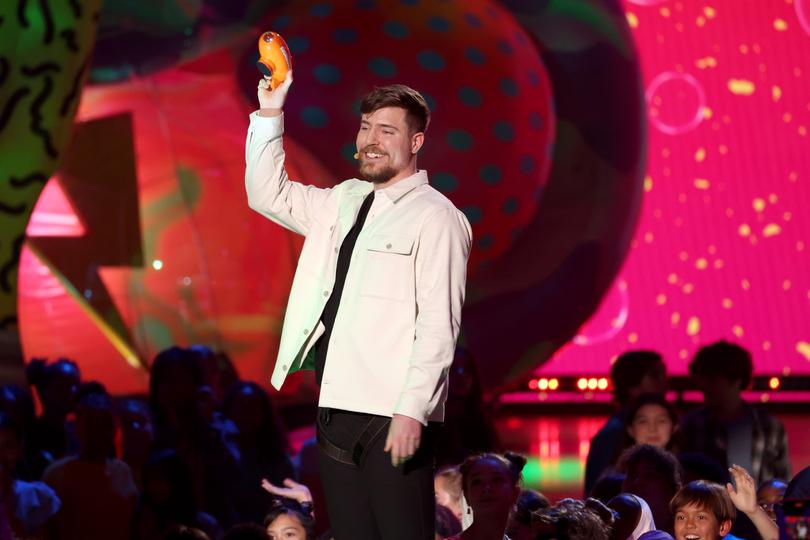 MrBeast at the Nickelodeon awards. (Photo by Monica Schipper/Getty Images for Nickelodeon)