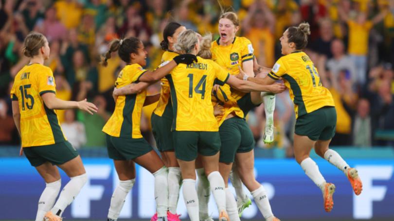 The Matildas celebrate their penalty win over France in the 2023 FIFA Women’s World Cup quarterfinal. 