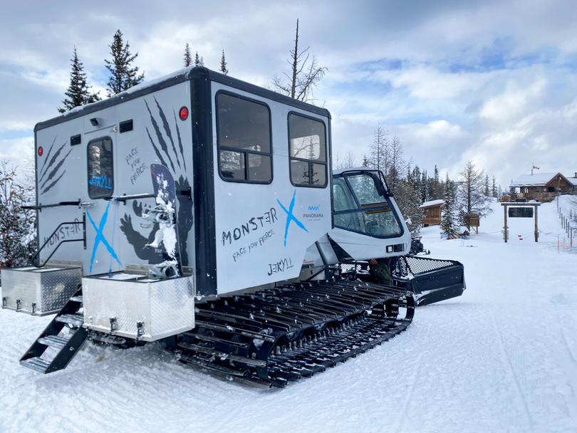  Jekyll is one of two Monster snow cats at Panorama Mountain Resort. It ferries a dozen expert skiers to a bowl with double-black diamond runs.