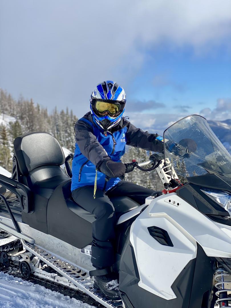 Suzanne Morphet is ready to ride a sleek, new Ski-Doo with Toby Creek Adventures.