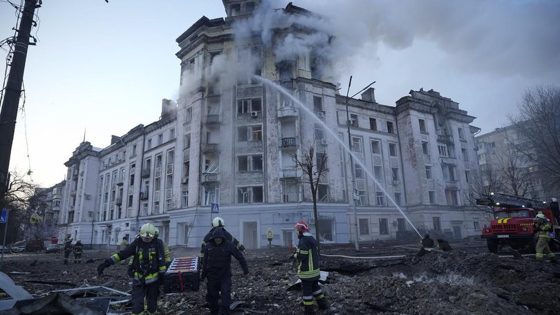 Debris from the Russian attack damaged schools, residential buildings and industrial facilities.