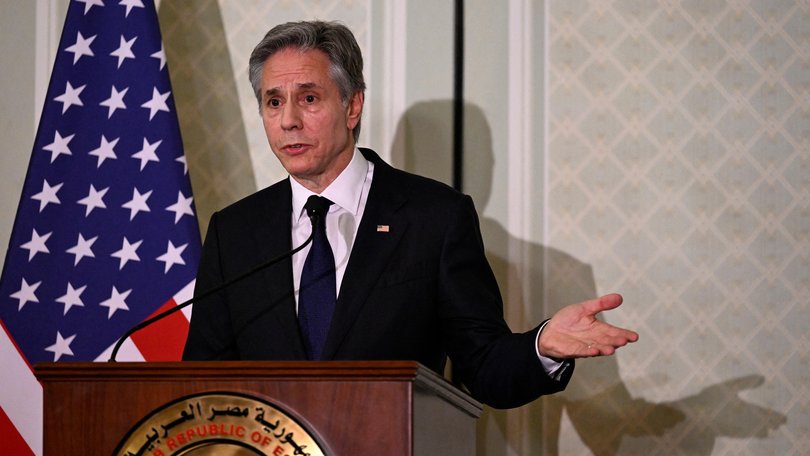 US Secretary of State Antony Blinken speaks during a joint press conference with Egypt's foreign minister on Thursday.