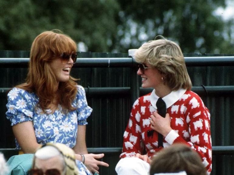 Princess Diana with Sarah Ferguson at the Guard's Polo Club, Windsor, June 1983. 