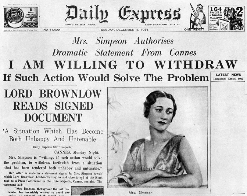 Wallis Simpson's relationship with King Edward VIII (1894-1972) eventually led to his abdication. 