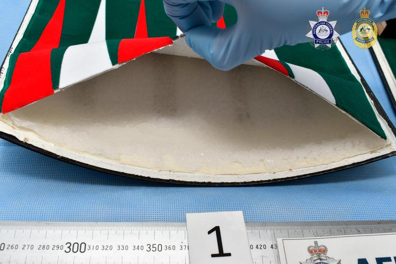 Three men were jailed seven years each for attempting to smuggle meth into WA in a backgammon set from Germany.