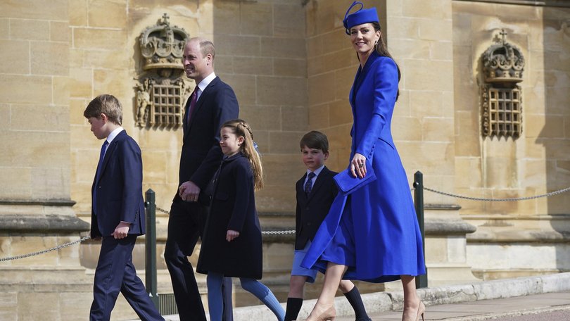 The Waleses will not be attending church at Windsor on Easter Sunday (Pictured: The family attending the Easter Service last year).