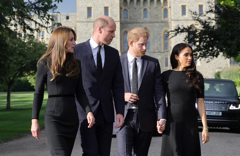 Catherine with Prince William, Prince Harry and Meghan after the Queen’s death. 