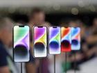 New iPhone 14 models on display at an Apple event on the campus of Apple's headquarters in Cupertino, Calif., Wednesday, Sept. 7, 2022. (AP Photo/Jeff Chiu)