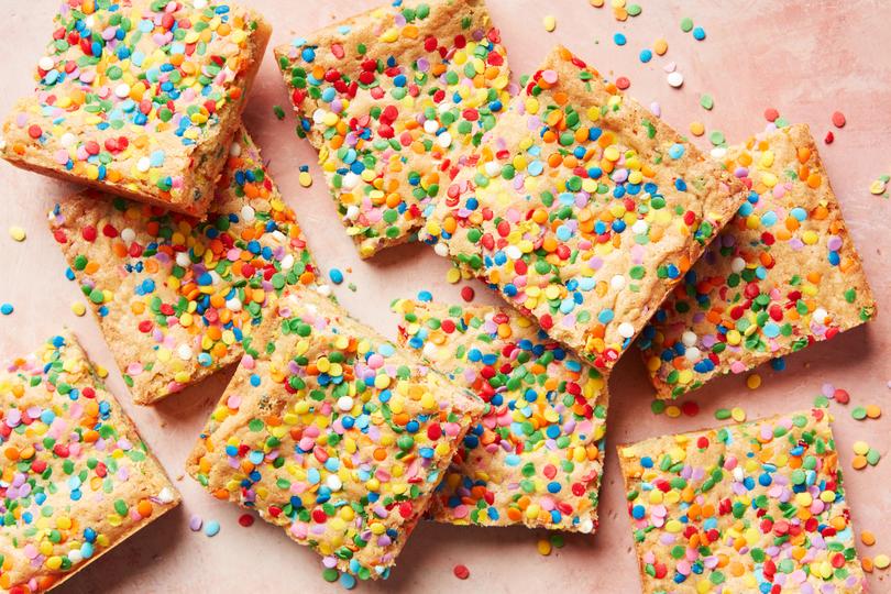 Birthday cake blondies. Think of these as a starter birthday cake to make for friends  or yourself. 