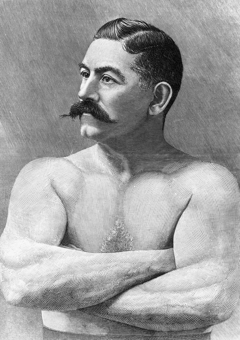 A likeness of the World's Champion Boxer, John L. Sullivan. Engraving 1892. 