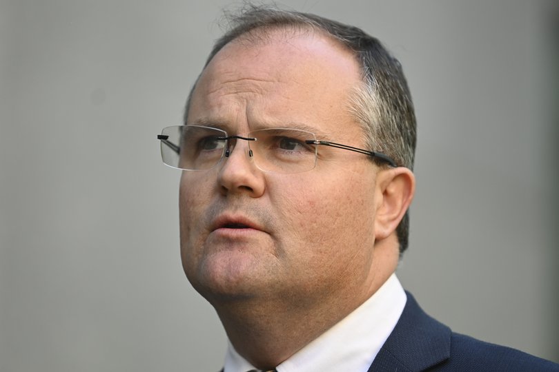 Federal Government representative for the 2032 bid Ted O'Brien speaks to the media during a press conference at Parliament House in Canberra, Tuesday, 23 July, 2019. (AAP Image/Lukas Coch)