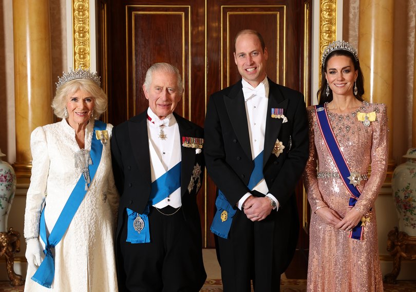 Queen Camilla, King Charles III, Prince William and Catherine.