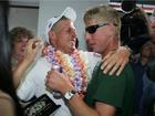 Former World Surfing Champ Mick Fanning (green shirt) with Brother Edward in 2007. 