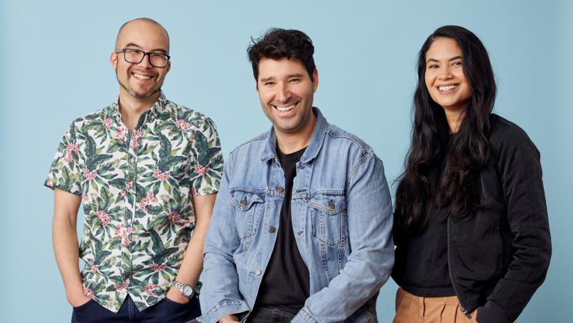 Canva founders Cameron Adams, Cliff Obrecht and Melanie Perkins.