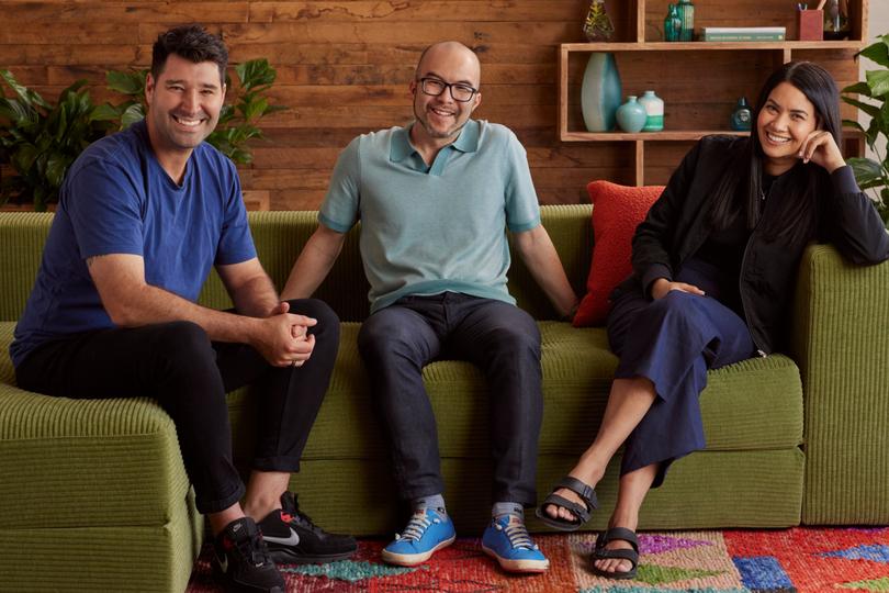 Canva founders Cliff Obrecht, Cameron Adams and Melanie Perkins.