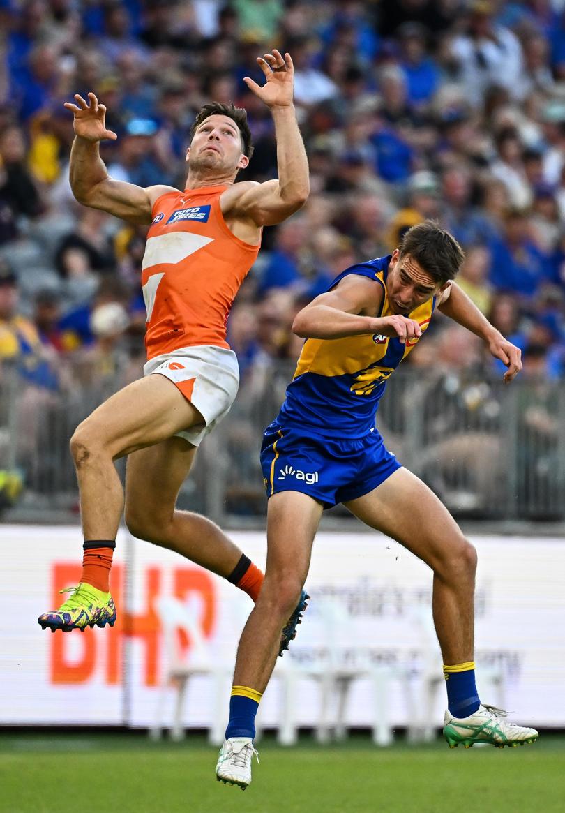 Toby Greene’s body positioning is a feature of his game.
