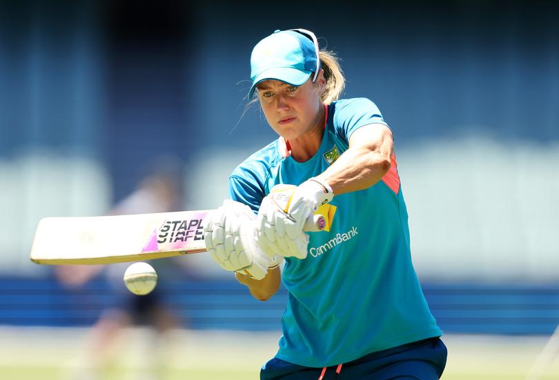 ADELAIDE, AUSTRALIA - FEBRUARY 03: Ellyse Perry of Australia during game one of the women's One Day International series between Australia and South Africa at Adelaide Oval on February 03, 2024 in Adelaide, Australia. (Photo by Sarah Reed/Getty Images)