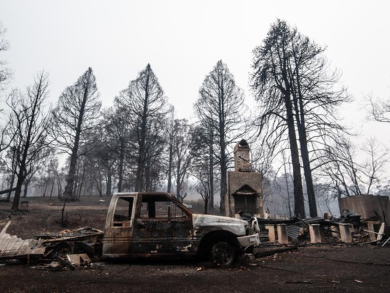 Vehicle and property destroyed by bushfire at Cobargo in 2020.