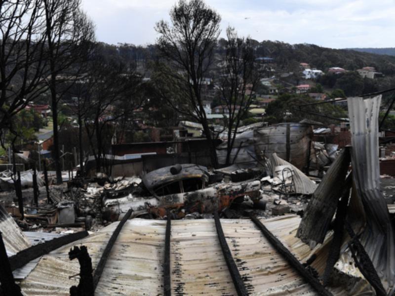 File picture of properties destroyed by fire in Tathra in 2018.