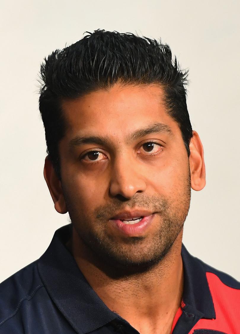 MELBOURNE, AUSTRALIA - MAY 16:  Melbourne Football Club doctor Zeeshan Arain speaks to the media during a Melbourne Demons AFL press conference at AAMI Park on May 16, 2017 in Melbourne, Australia.  (Photo by Quinn Rooney/Getty Images)