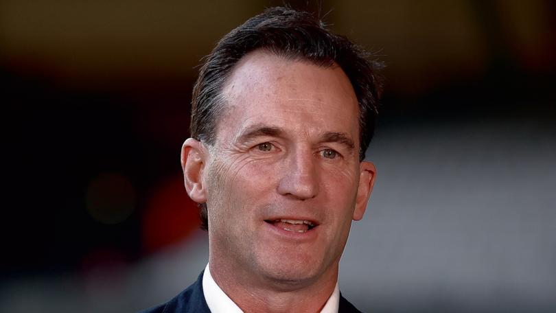 MELBOURNE, AUSTRALIA - AUGUST 28: Incoming AFL Chief Executive Andrew Dillon speaks to media during an AFL Media Opportunity at Marvel Stadium on August 28, 2023 in Melbourne, Australia. (Photo by Michael Willson/AFL Photos) 