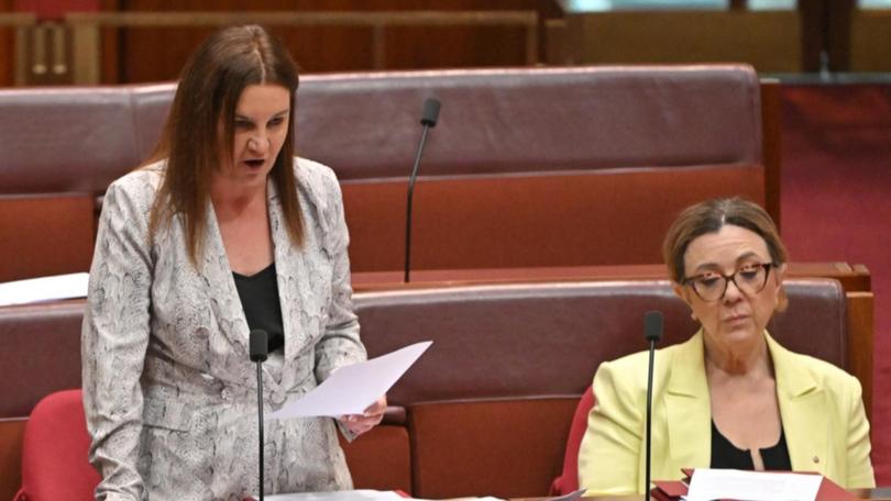 Senator Tammy Tyrrell, right, said she no longer had the confidence of the Jacqui Lambie Network. (Mick Tsikas/AAP PHOTOS)