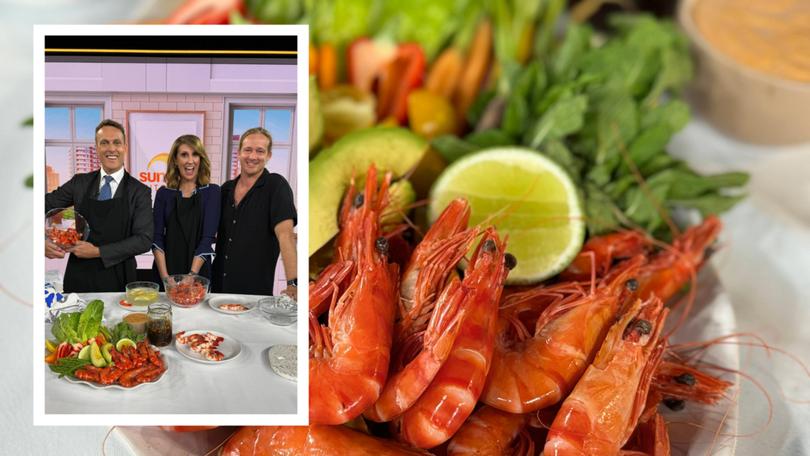 Guy Turland appeared on CH7’s Sunrise with hosts Matt Shirvington and Natalie Barr to show viewers the best way to shell the Easter lunch favourite, as well as how to make a recipe for a delicious sweet chilli sauce.