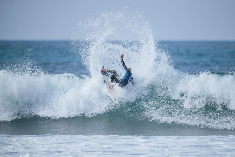 BELLS BEACH, VICTORIA, AUSTRALIA - MARCH 30: Eleven-time WSL Champion Kelly Slater of the United States surfs in Heat 11 of the Round of 32 at the Rip Curl Pro Bells Beach on March 30, 2024 at Bells Beach, Victoria, Australia. (Photo by Ed Sloane/World Surf League)