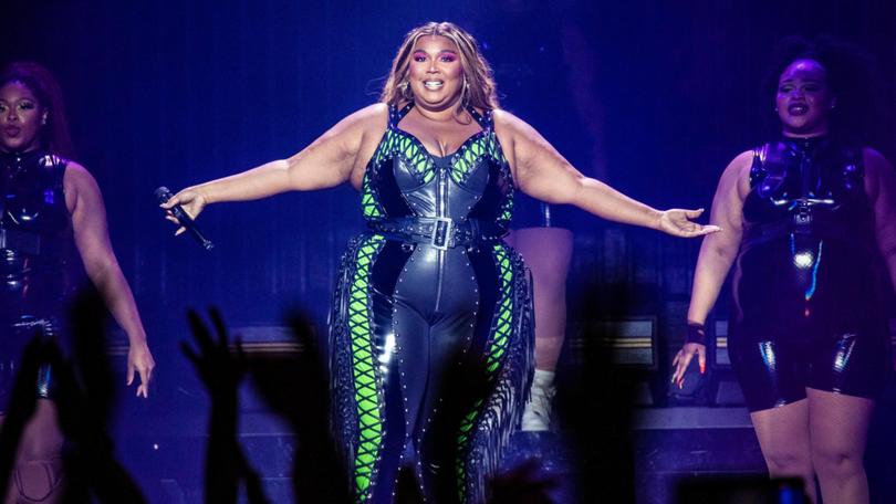 US superstar Lizzo on stage in Perth at RAC Arena on Friday July 14. Kelsey Reid