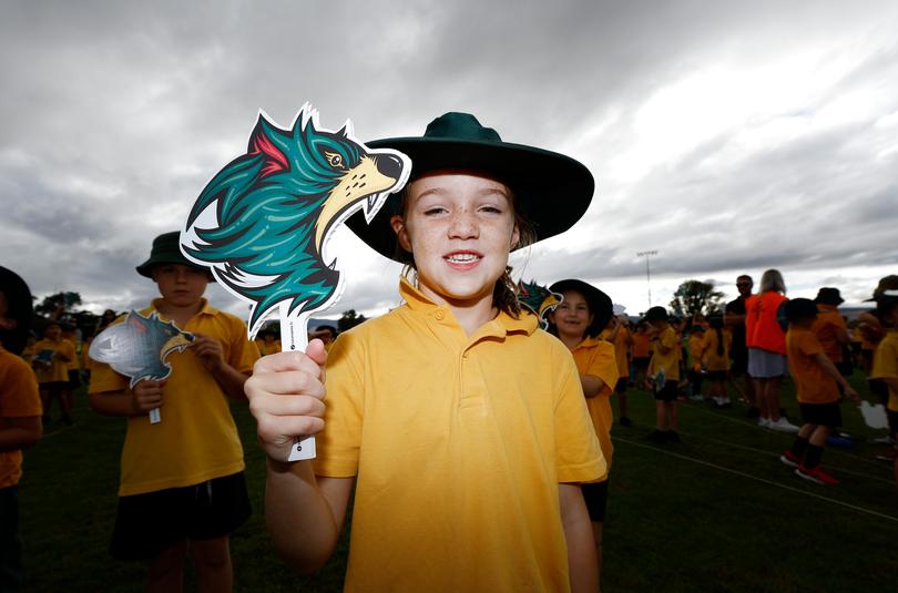 A student of Campbell Town District High School poses during the Tasmania Devils Media Opportunity.