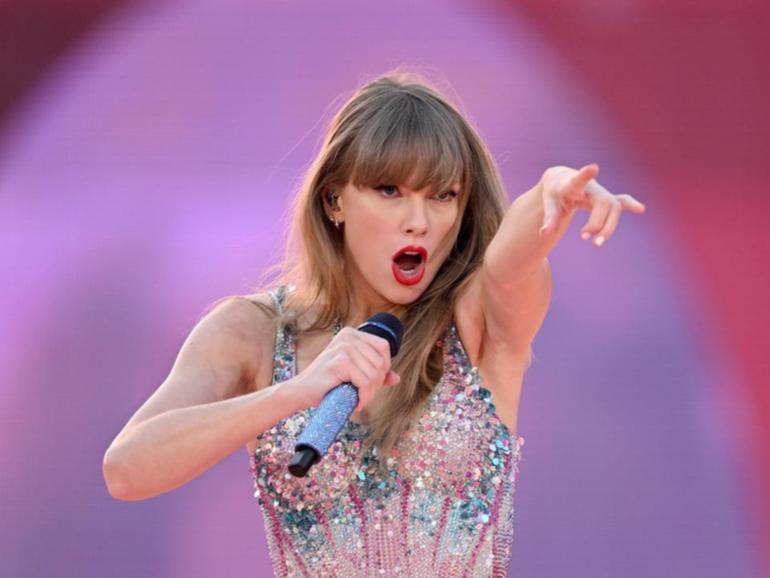 Taylor Swift performing during the Eras tour at the MCG in Melbourne in February. (Joel Carrett/AAP PHOTOS)