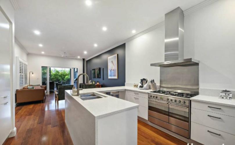 The open-plan kitchen and living area.