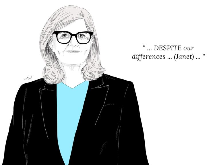 Sam Mostyn:  ‘...DESPITE our difference ... (Janet) ...’