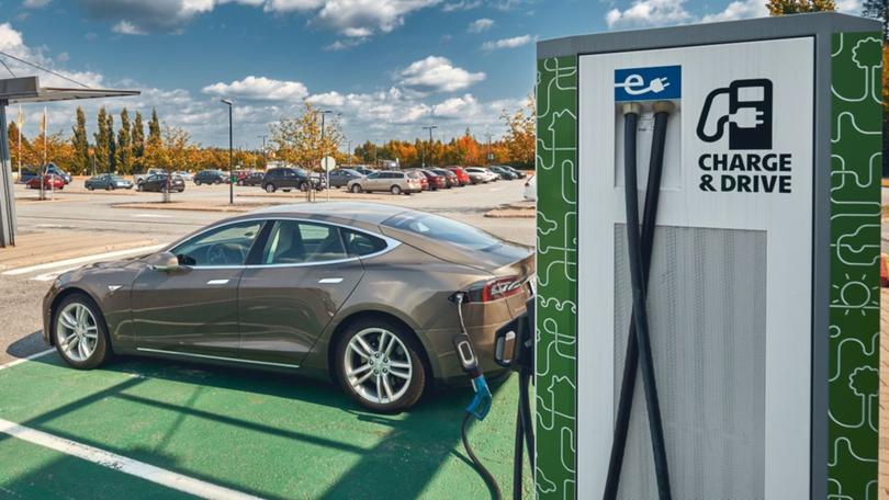 An electric vehicle charging station.