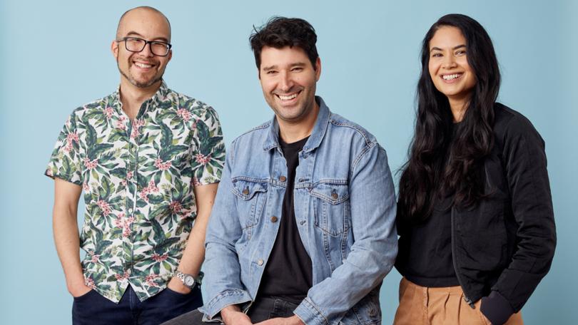 Canva founders Cameron Adams, Cliff Obrecht and Melanie Perkins.