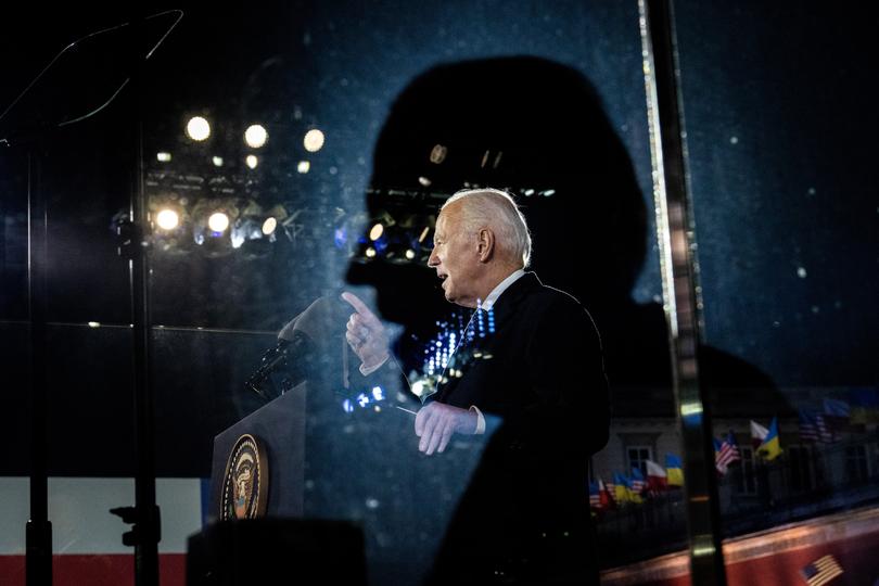 Mr Biden speaking last year in Poland. One official said that compared with navigating hours of complicated foreign policy meetings during grueling trips overseas, cognitive testing would be pointless.