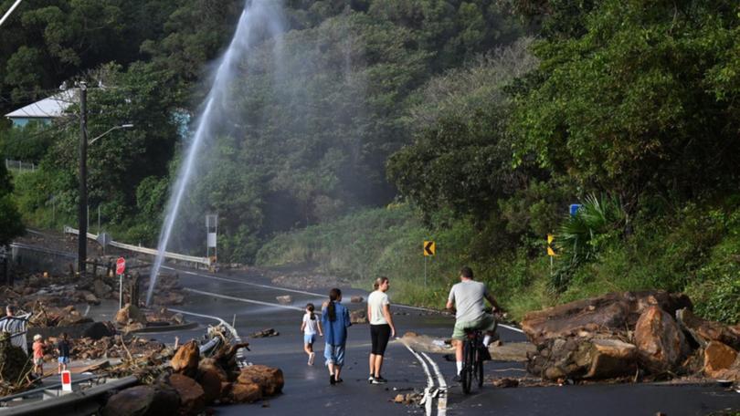 Heavy rain has caused damage at Coalcliff, south of Sydney, as severe weather moves down the coast. 