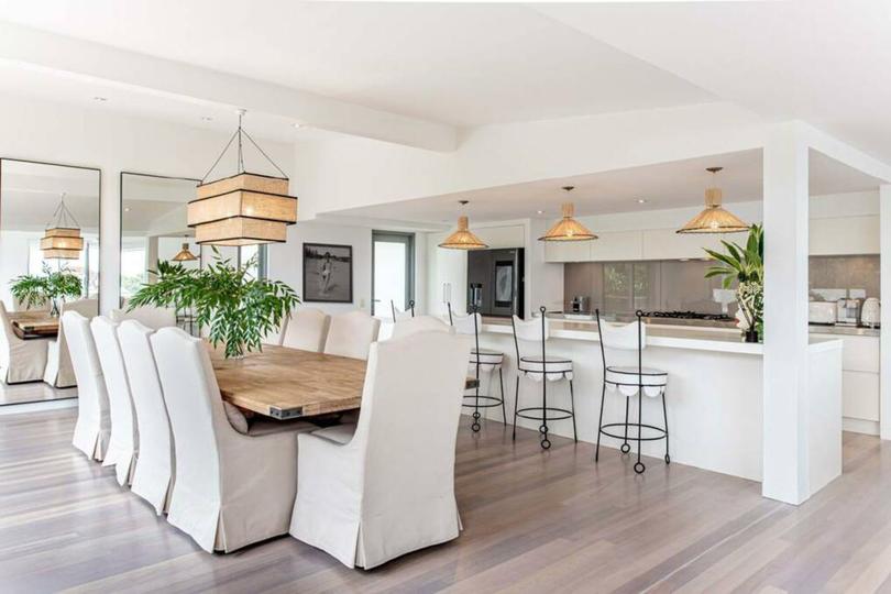 The open-plan dining and kitchen area.