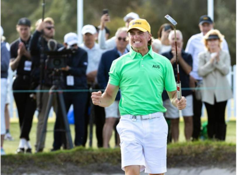 Jasper Stubbs celebrates winning the 2023 Asia-Pacific Amateur Championship.