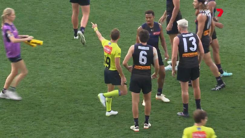 Fremantle's Jordan Clark  was penalised for swearing at an umpire.